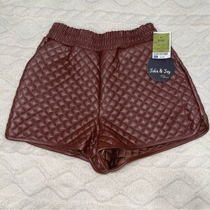 Chocolate Brown Faux Leather Shorts